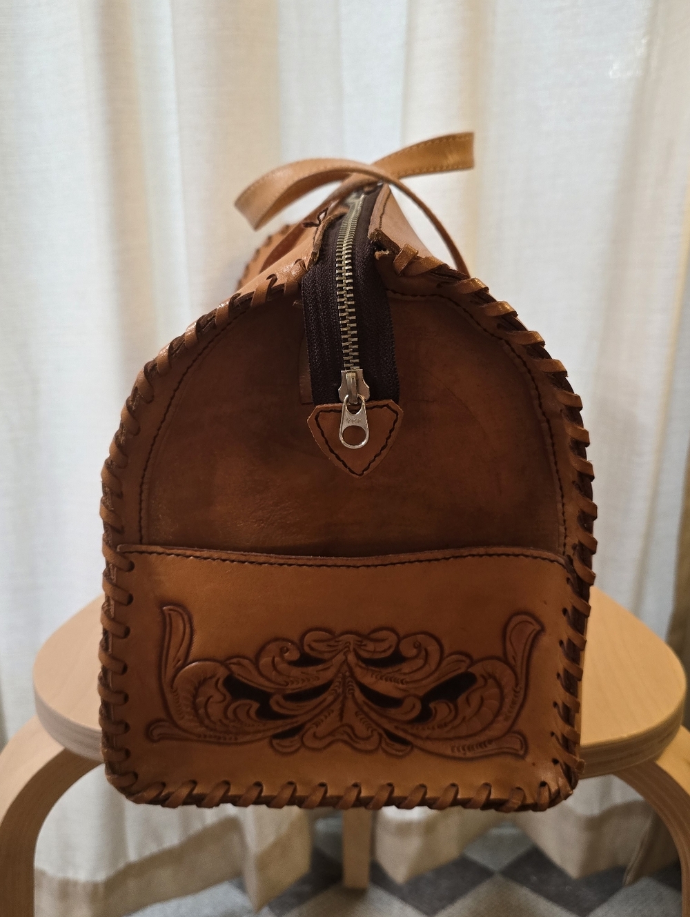 Vintage Handcrafted Leather Purse / From Mexico - Picture 4 of 6